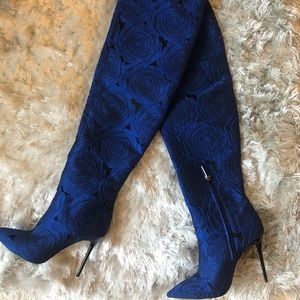 Zara floral thigh high boots